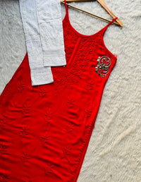 beautiful Muslin noodle strap kurta adjustable strap - Chikankari official