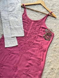 beautiful Muslin noodle strap kurta adjustable strap - Chikankari official