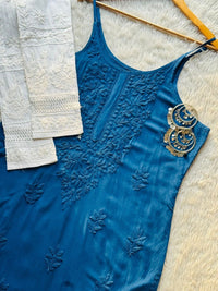 beautiful Muslin noodle strap kurta adjustable strap - Chikankari official