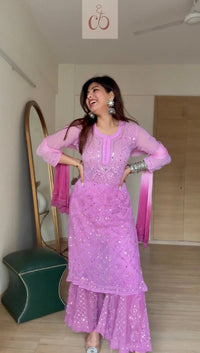 Beautiful Ombre 4pc Mirror Work Set - Chikankari official