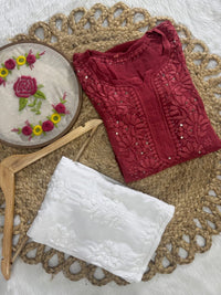 Beautiful ombre dual shade n viscose mukaish kurti - Chikankari official