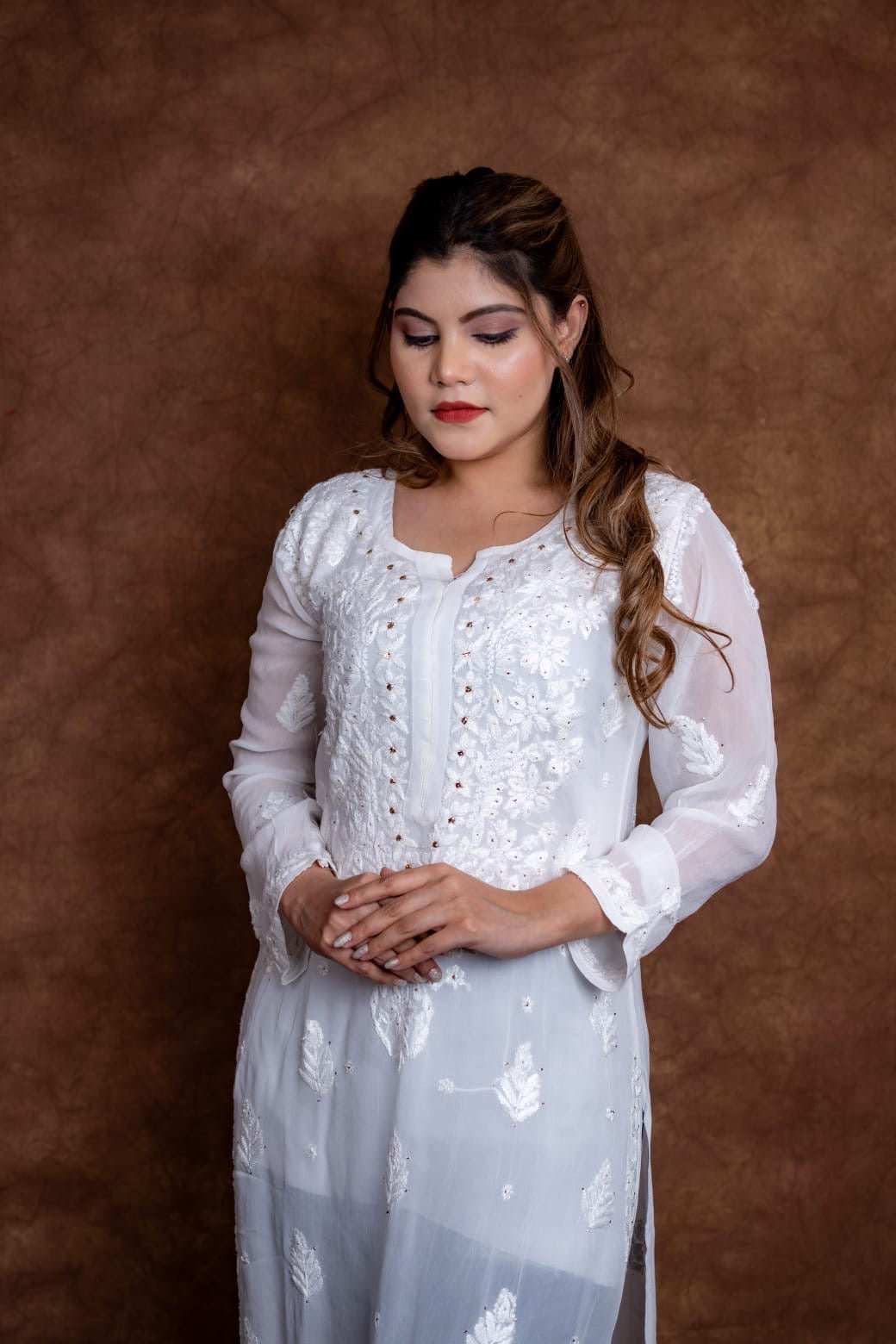Beautiful ombre dual shade n viscose mukaish kurti - Chikankari official
