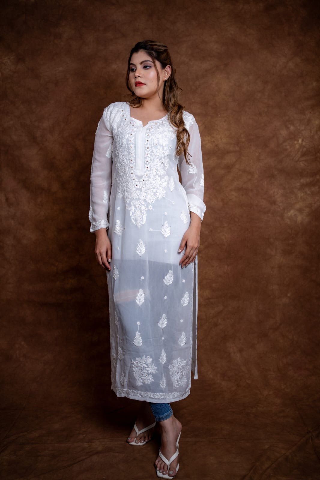 Beautiful ombre dual shade n viscose mukaish kurti - Chikankari official