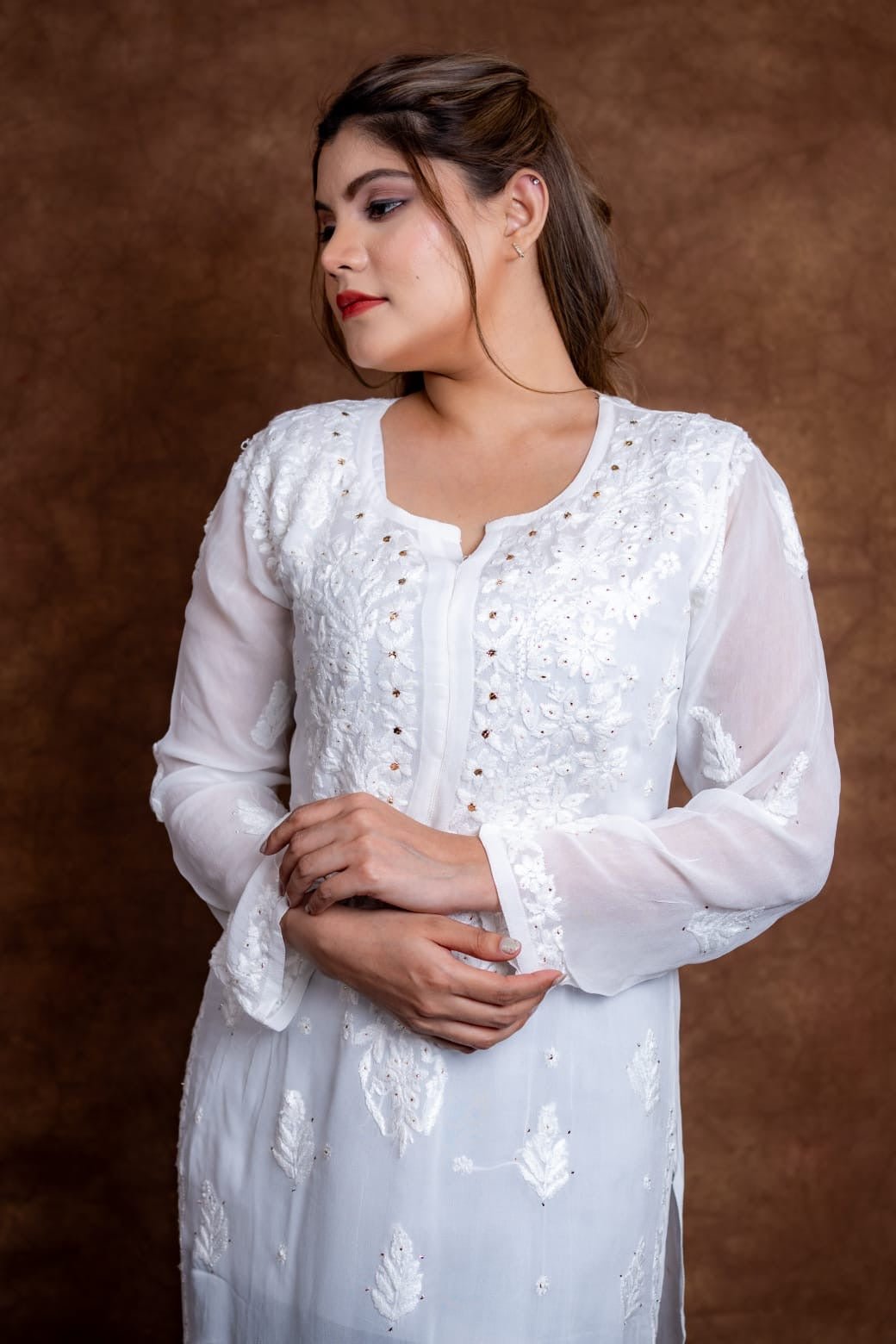 Beautiful ombre dual shade n viscose mukaish kurti - Chikankari official