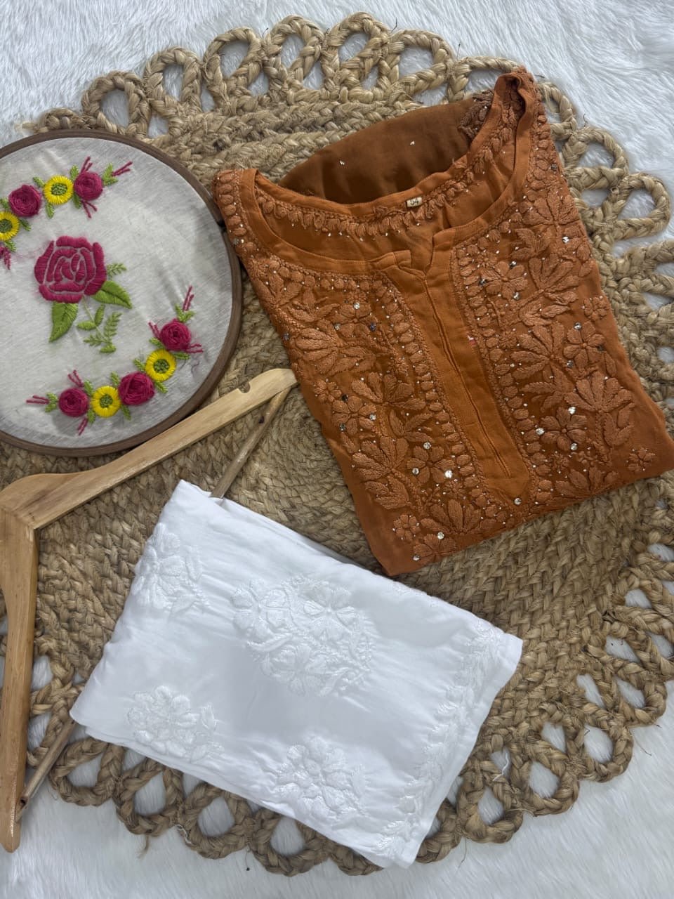 Beautiful ombre dual shade n viscose mukaish kurti - Chikankari official
