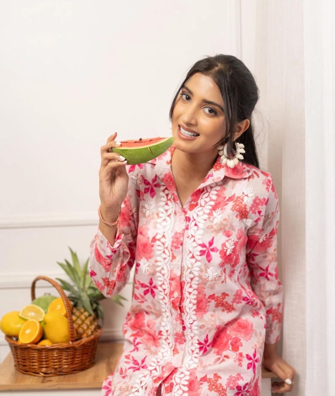 Beautiful Printed co - ord Designer Sleves Santoshi Special - Chikankari official