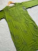 beautiful rose boota rayon kurti - Chikankari official