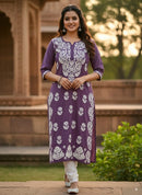 Beautiful Side Daman Heavy Work Kurti - Chikankari official