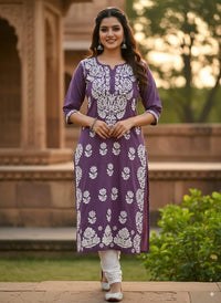 Beautiful Side Daman Heavy Work Kurti - Chikankari official