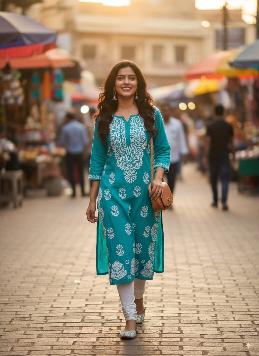 Beautiful Side Daman Heavy Work Kurti - Chikankari official