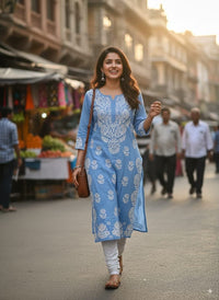 Beautiful Side Daman Heavy Work Kurti - Chikankari official