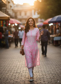 Beautiful Side Daman Heavy Work Kurti - Chikankari official