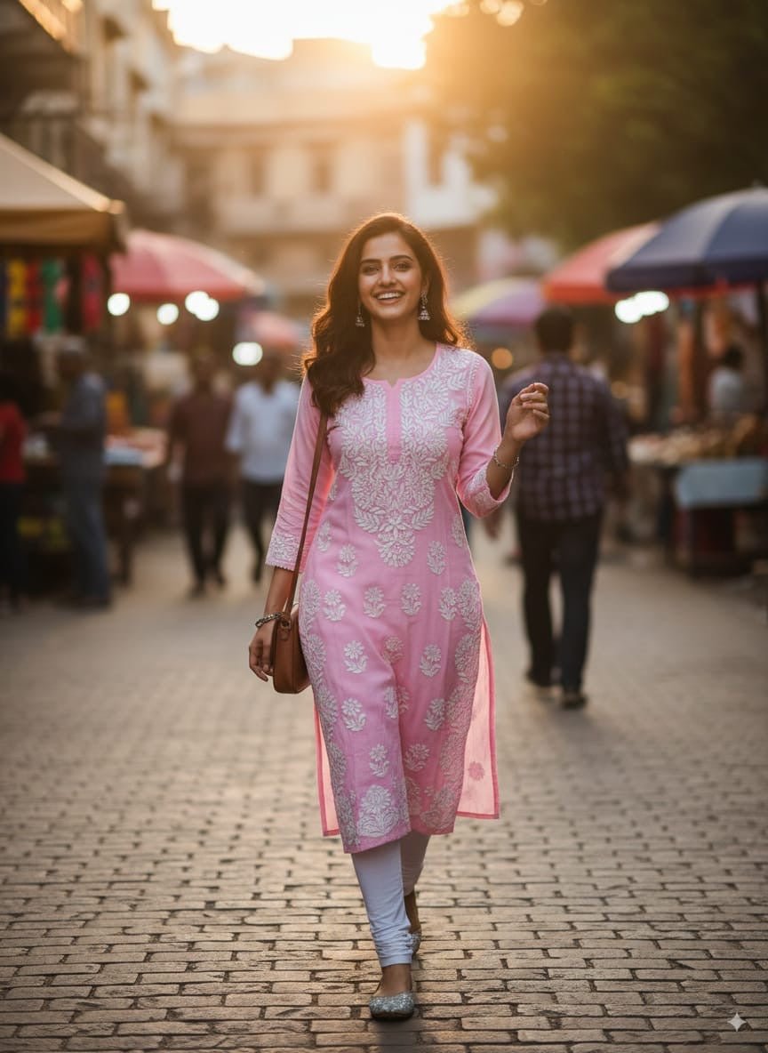 Beautiful Side Daman Heavy Work Kurti - Chikankari official