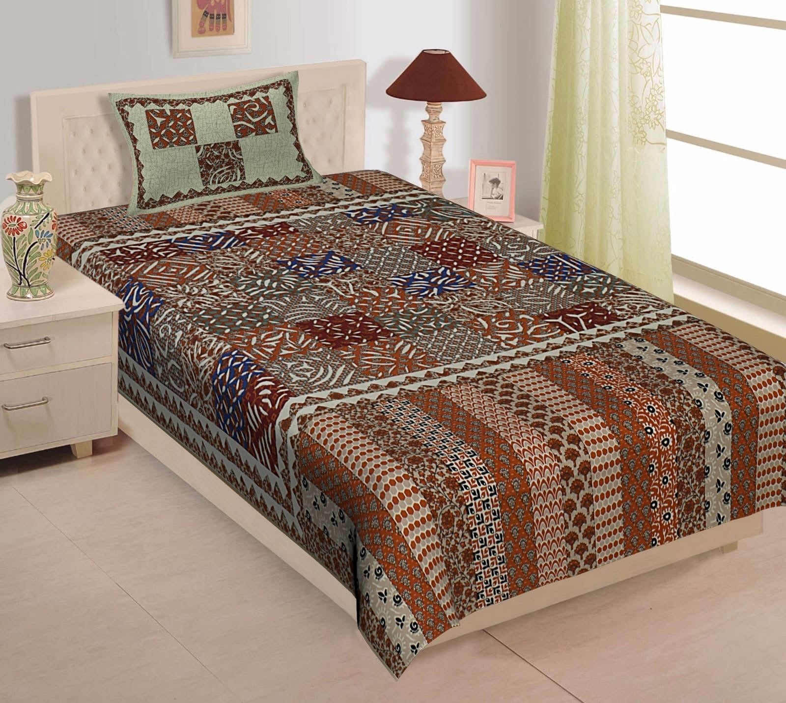 Bedsheets with 1 Free pillow Cover - Chikankari official