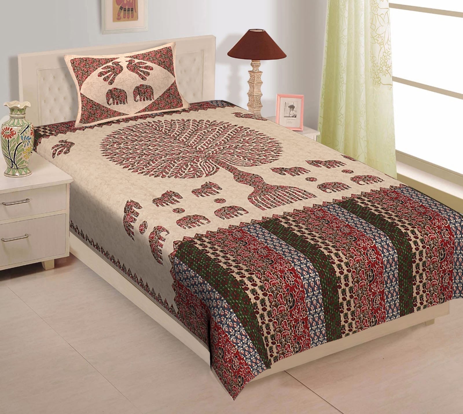 Bedsheets with 1 Free pillow Cover - Chikankari official