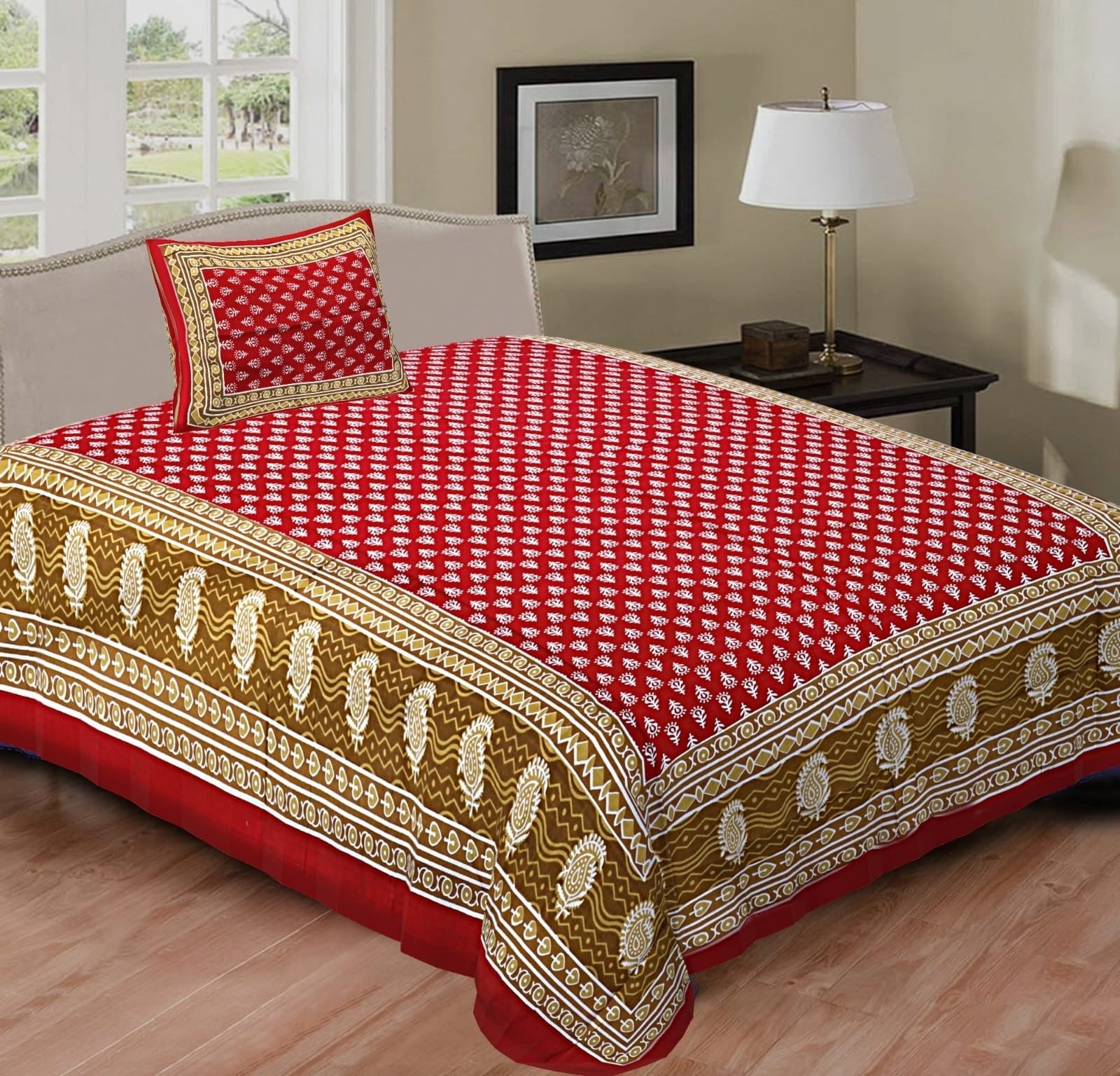 Bedsheets with 1 Free pillow Cover - Chikankari official