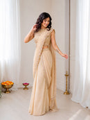 Beidge Fully Stitched Saree 3pc - Chikankari official