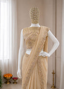 Beidge Fully Stitched Saree 3pc - Chikankari official