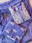 Bell Daman qureshiya Dupatta 3d Crepe Set - Chikankari official