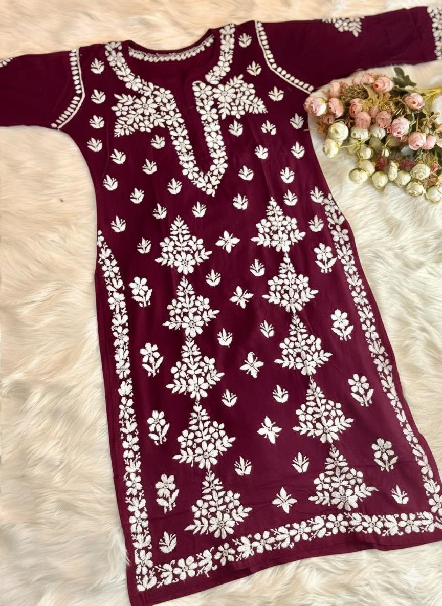 Big Embroidery duo Plazzo Kurta set - Chikankari official
