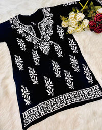 Big Flower Short Top - Chikankari official