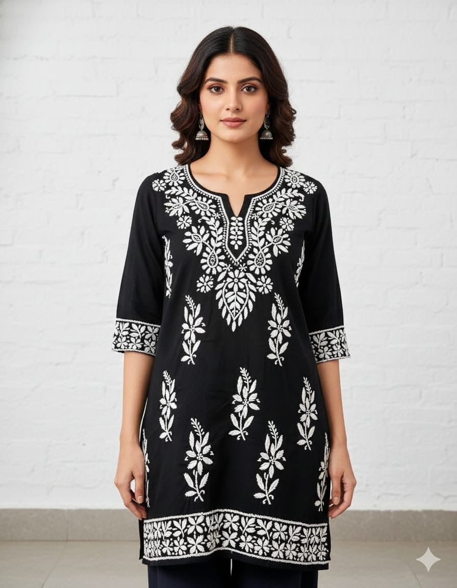 Big Flower Short Top - Chikankari official