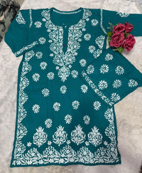 Big size Rayon White thread comfy Set - Chikankari official