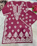 Big size Rayon White thread comfy Set - Chikankari official