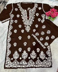 Big size Rayon White thread comfy Set - Chikankari official