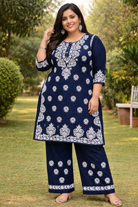 Big size Rayon White thread comfy Set - Chikankari official