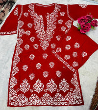 Big size Rayon White thread comfy Set - Chikankari official