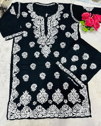 Big size Rayon White thread comfy Set - Chikankari official