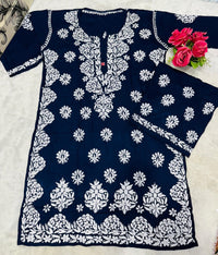 Big size Rayon White thread comfy Set - Chikankari official