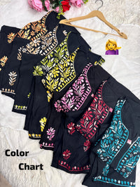 Black base heavy work Flower Modal set - Chikankari official