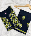 Black base heavy work Flower Modal set - Chikankari official