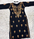 Black base heavy work Flower Modal set - Chikankari official