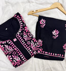 Black base heavy work Flower Modal set - Chikankari official