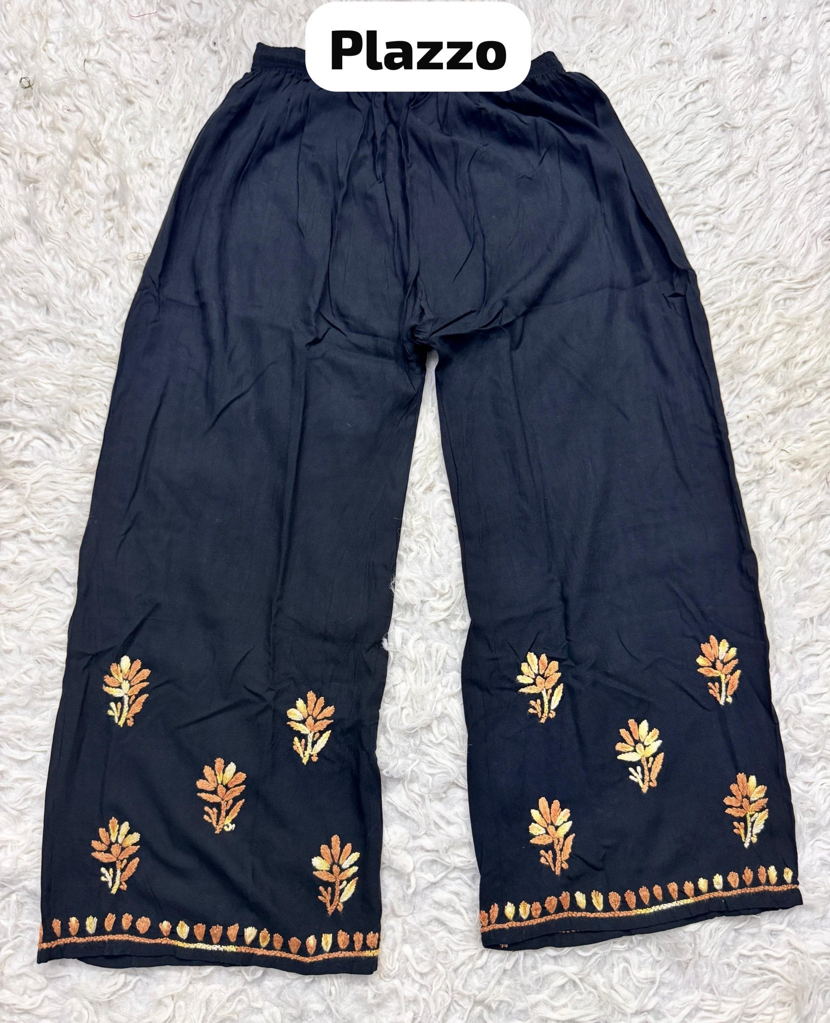 Black base heavy work Flower Modal set - Chikankari official
