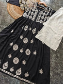Black Modal Gown - Chikankari official