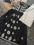 Black Modal Gown - Chikankari official
