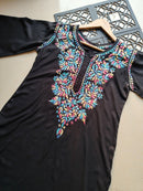 Black Multi Colored Thread Kurta - Chikankari official