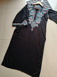 Black Multi Colored Thread Kurta - Chikankari official