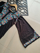 Black Multi Colored Thread Kurta - Chikankari official