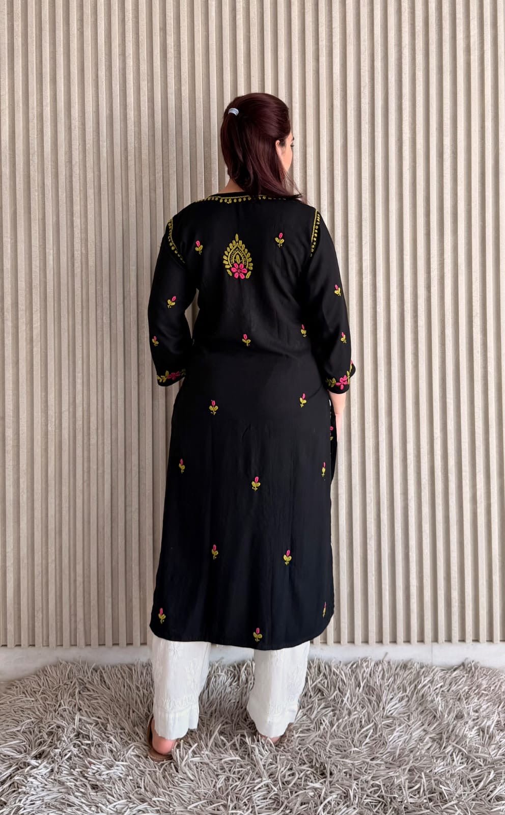 Black Multi thread Designer chikankari Kurta - Chikankari official