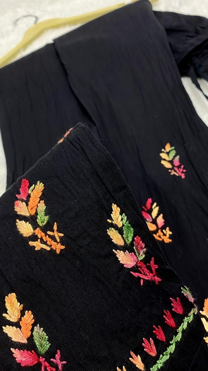 Black Multi Thread Free size Versatile Pant - Chikankari official