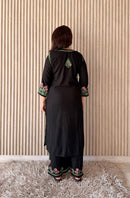 Black Multi thread Rose Kurta & Plazzo - Chikankari official