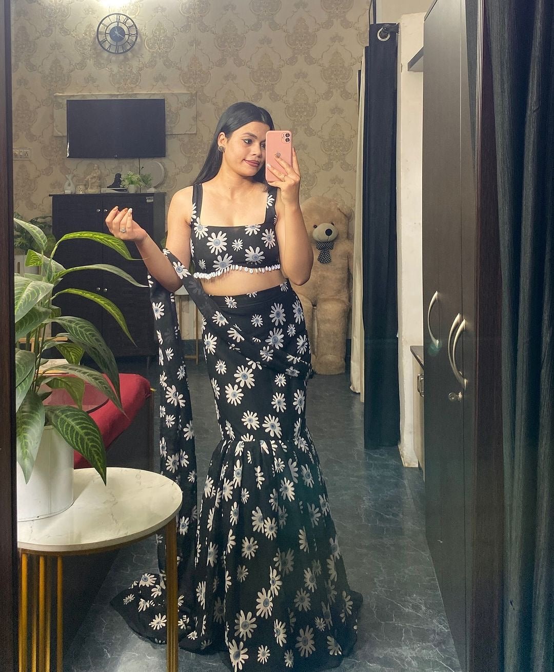 Black Pure Geroegette Printed Suit set