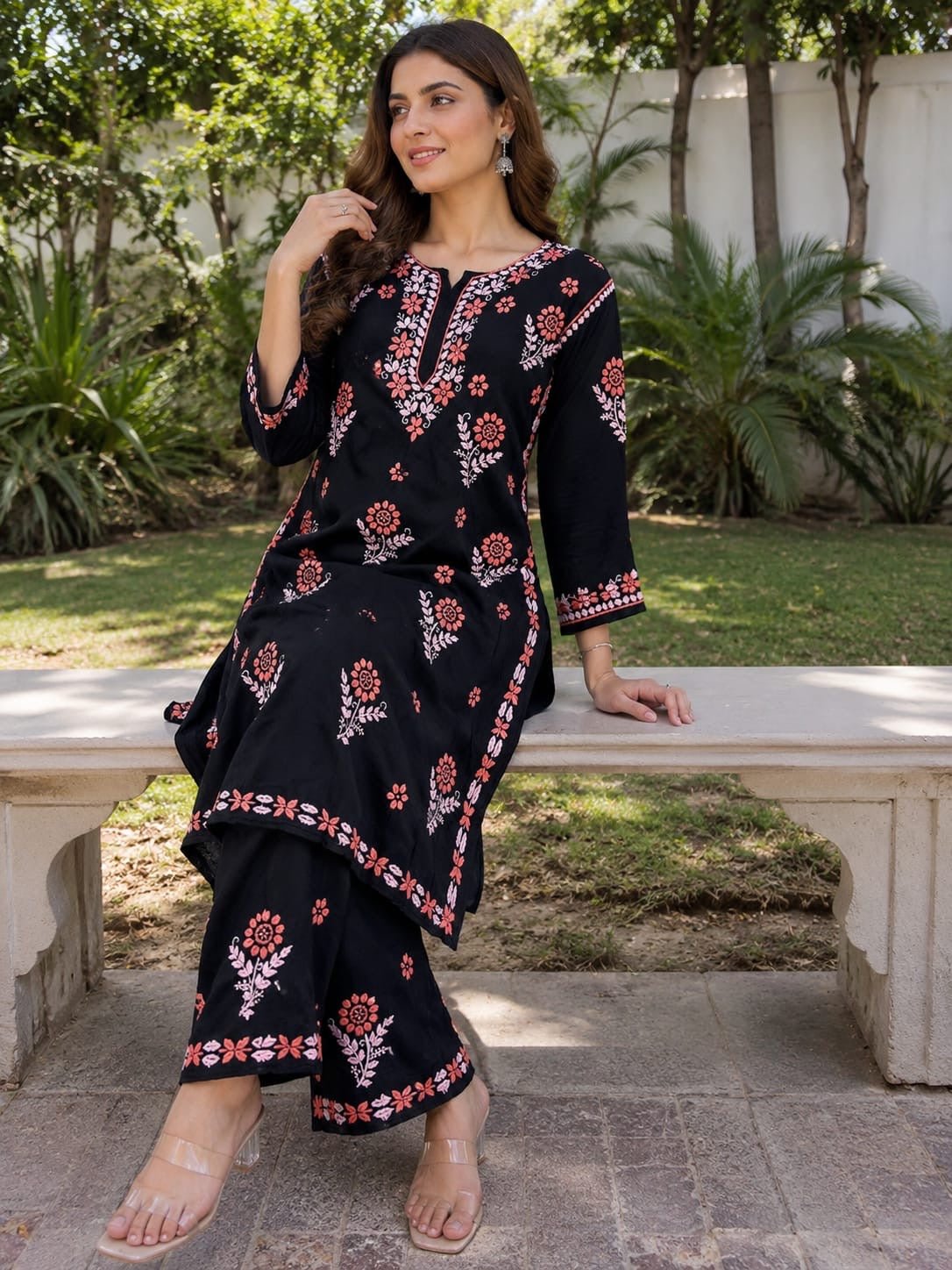 Black Rayon threaded Co-ord set