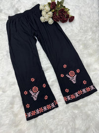Black Rayon Threaded co - ord Set - Chikankari official