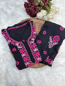 Black Rayon Threaded co - ord Set - Chikankari official